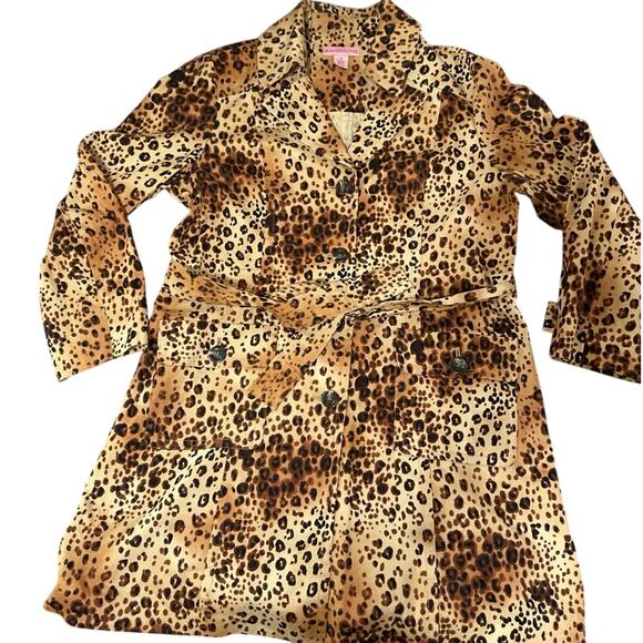 Vintage Bandolino Leopard print long trench coat button up, woman’s size 16 - Picture 1 of 13